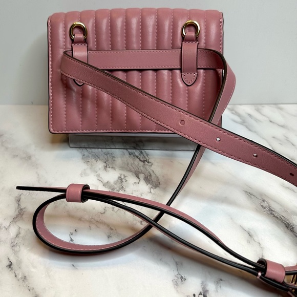 EUC Coach Linear Quilted Pink Nappa Leather 2 Way Belt Bag Crossbody - Picture 11 of 17